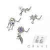 8PCS OF ASSORTED CZ DANGLE 316L SURGICAL STEEL L-SHAPE NOSE STUD BOX